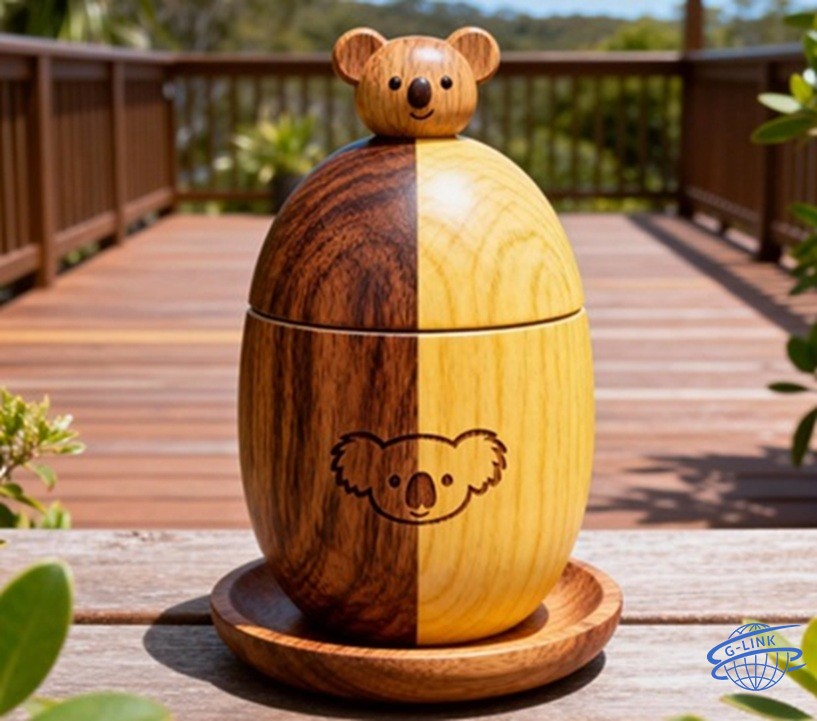 Pot à épices artisanal en bois mélangé bicolore